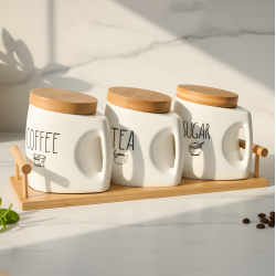 Porcelain Spice Jar Set - 3 Pcs